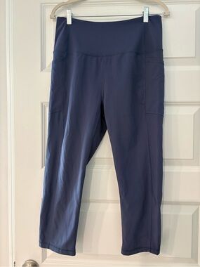 RBX Navy High-Waist Cropped Athletic Leggings